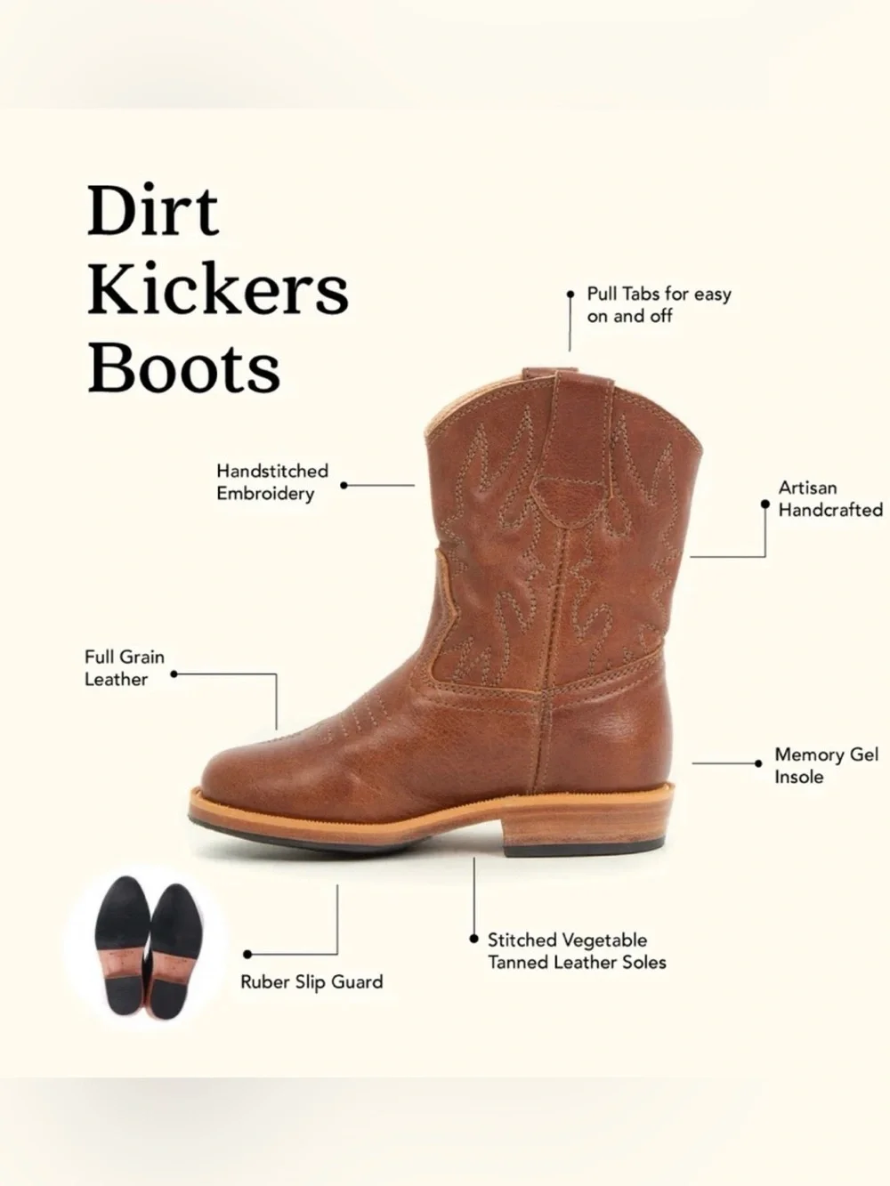 Mikolean Dirt Kicker Leather Western Boot - Kids Gender Neutral
